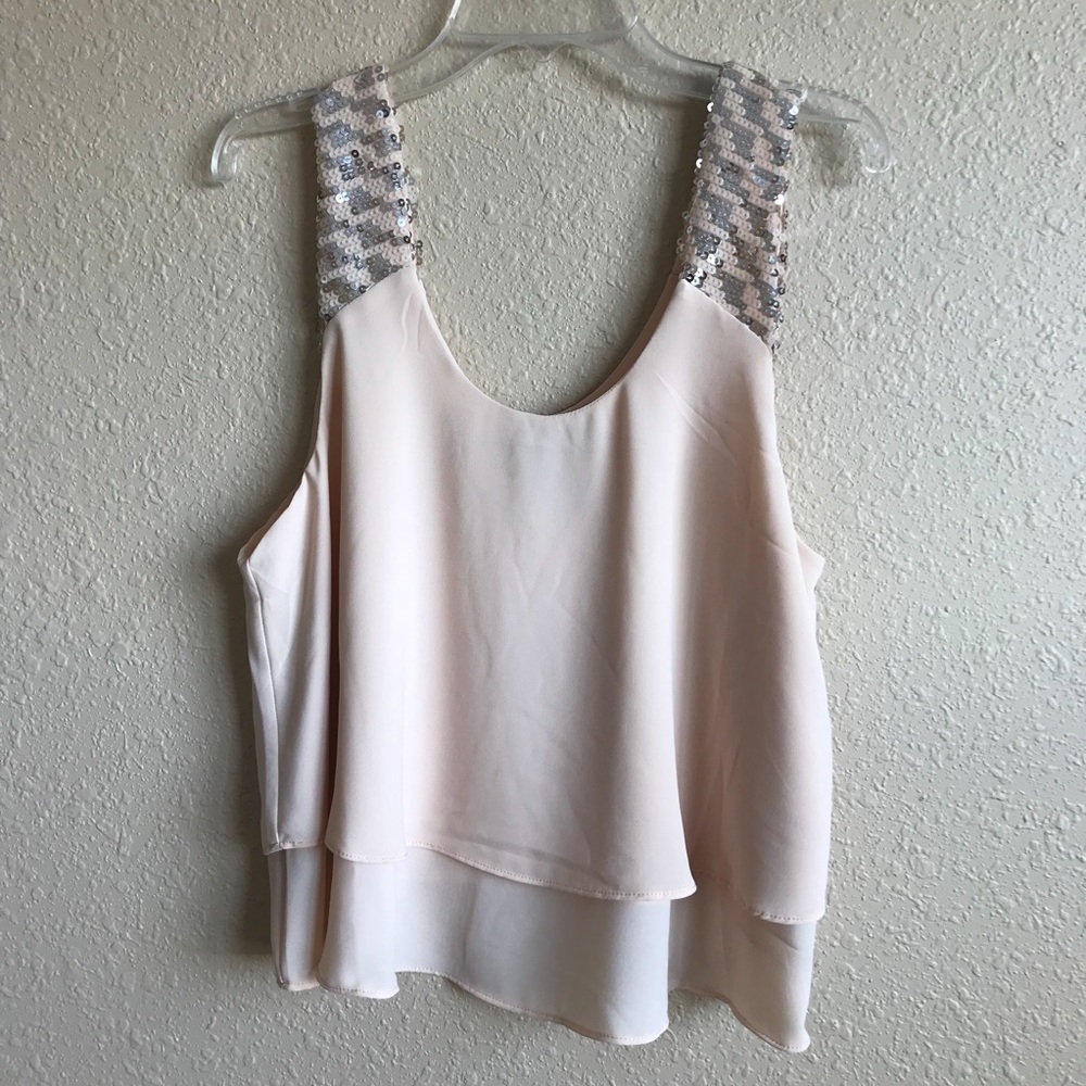 Blush top with sequin straps